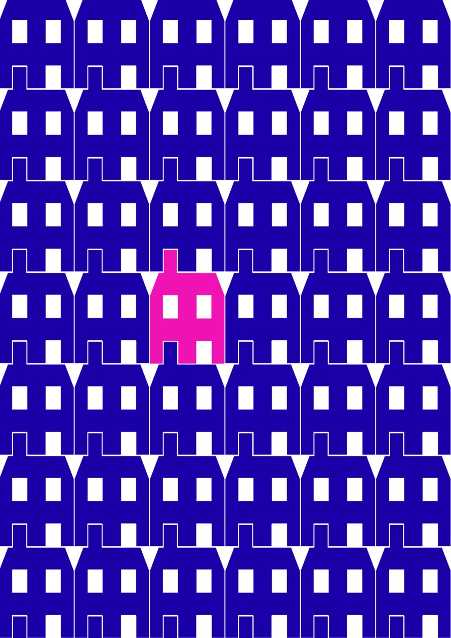 Blue Paper House_Large, 2020 (digital) av Sarah Evans