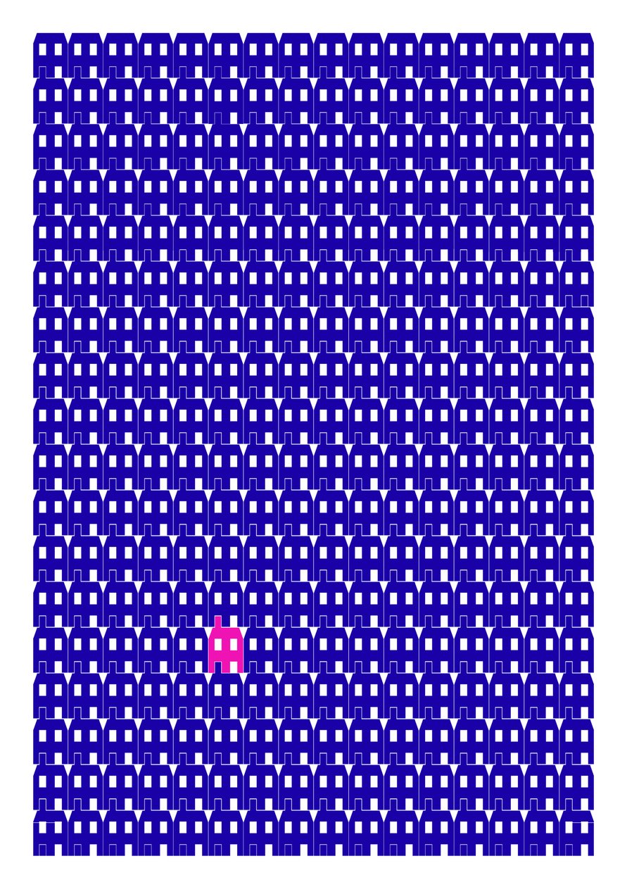 Blue Paper House Repeat Print, 2014 (grafiskt giclee-tryck) av Sarah Evans