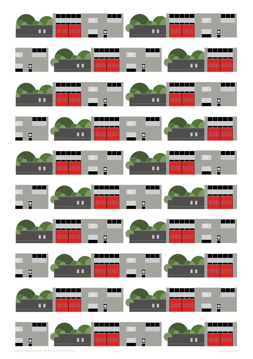 Fire Station Repeat Print, 2014 (grafiskt giclee-tryck) av Sarah Evans