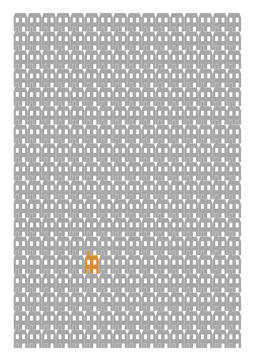 Grey Paper House Repeat Print, 2014 (grafiskt giclee-tryck) av Sarah Evans