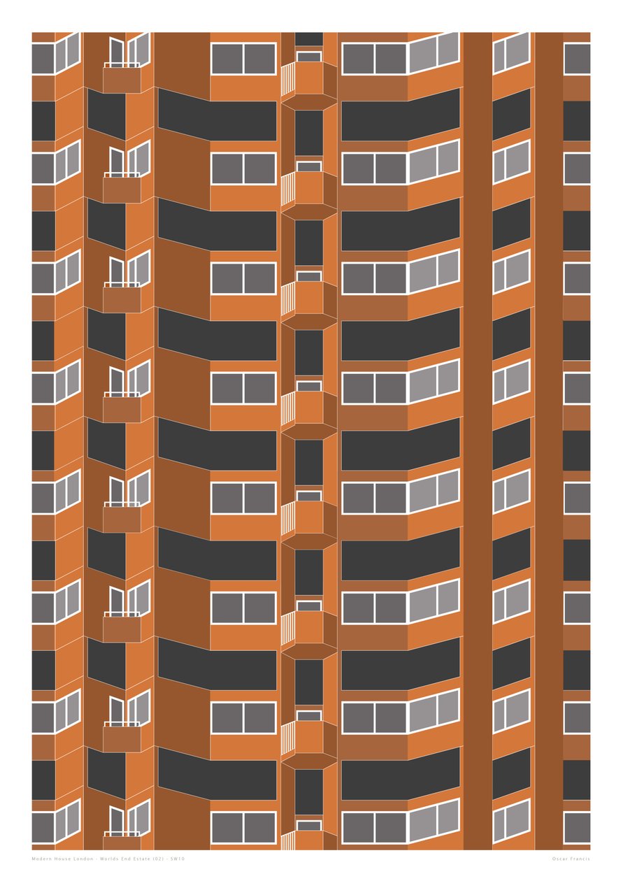 Worlds End Estate, 2014 (grafiskt giclee-tryck) av Sarah Evans