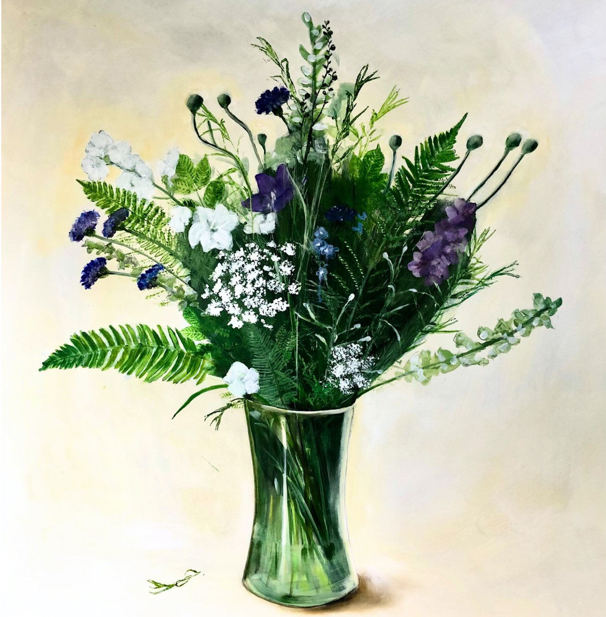 Lotties blommor, 2023 (akryl på kartong) av Sarah Thompson Engels