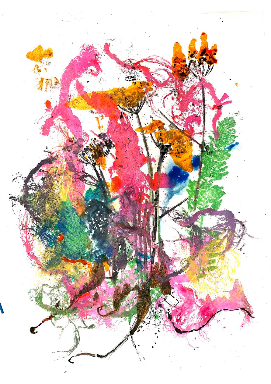 Tangle, 2023 (bläck monoprint) av Sarah Thompson Engels