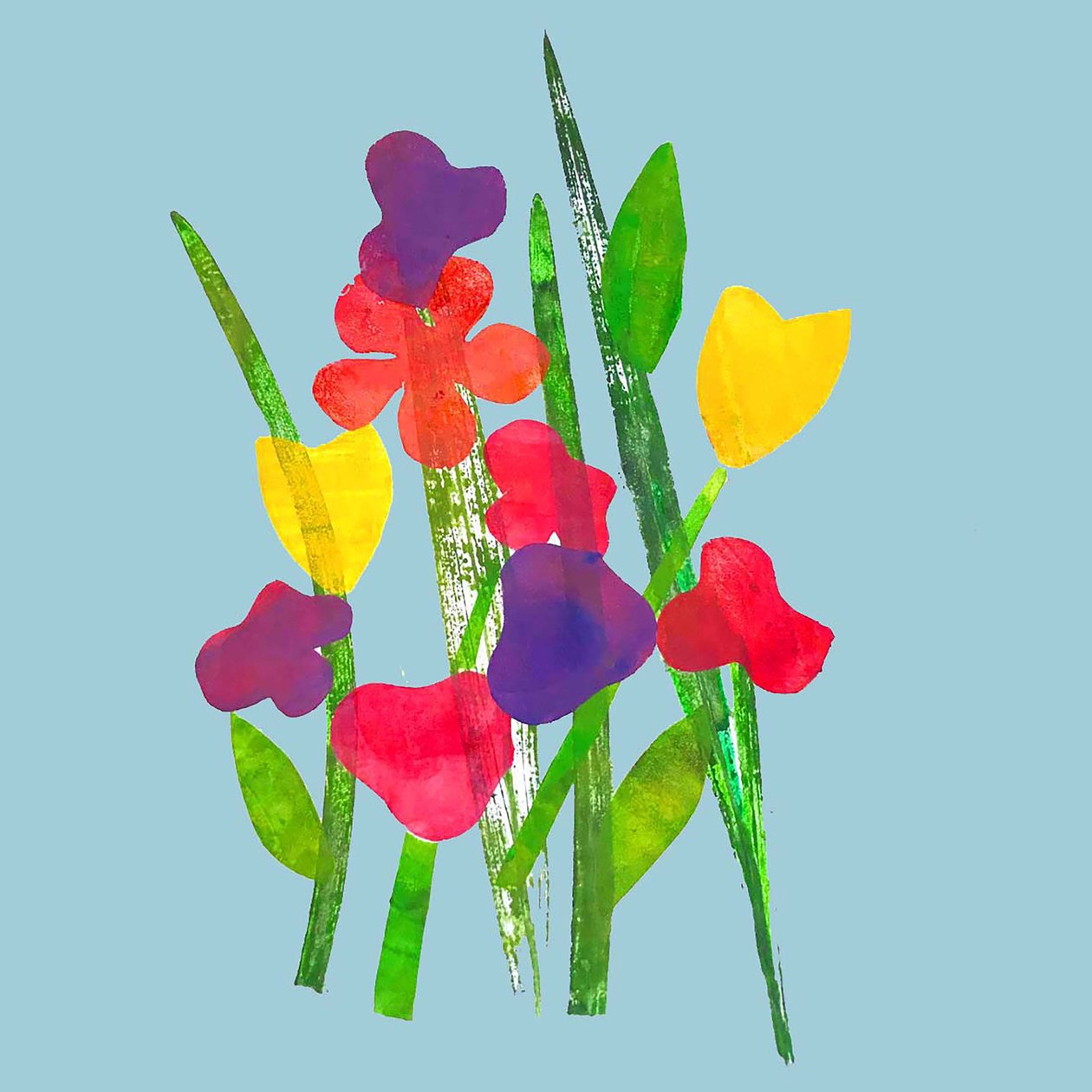 Blooms, 2019 (bläck monoprint) av Sarah Thompson Engels