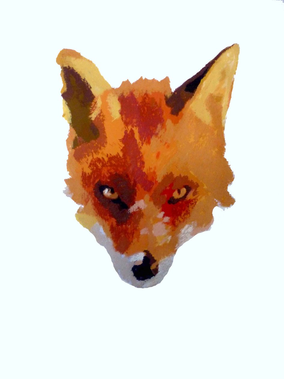 Fox face, 2013 (monoprint med bläck) av Sarah Thompson Engels