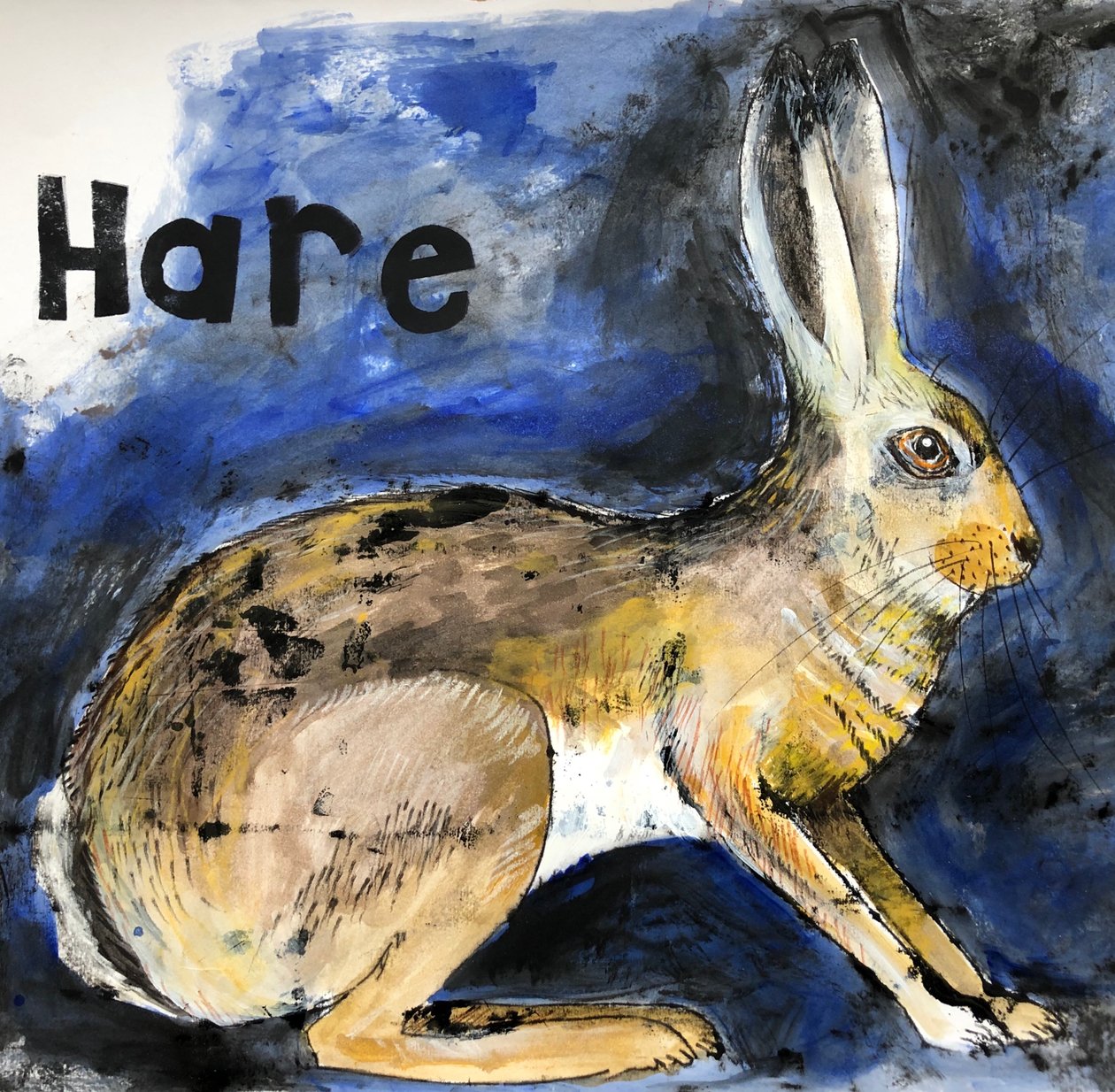 Hare, 2021, (bläck på papper) av Sarah Thompson Engels