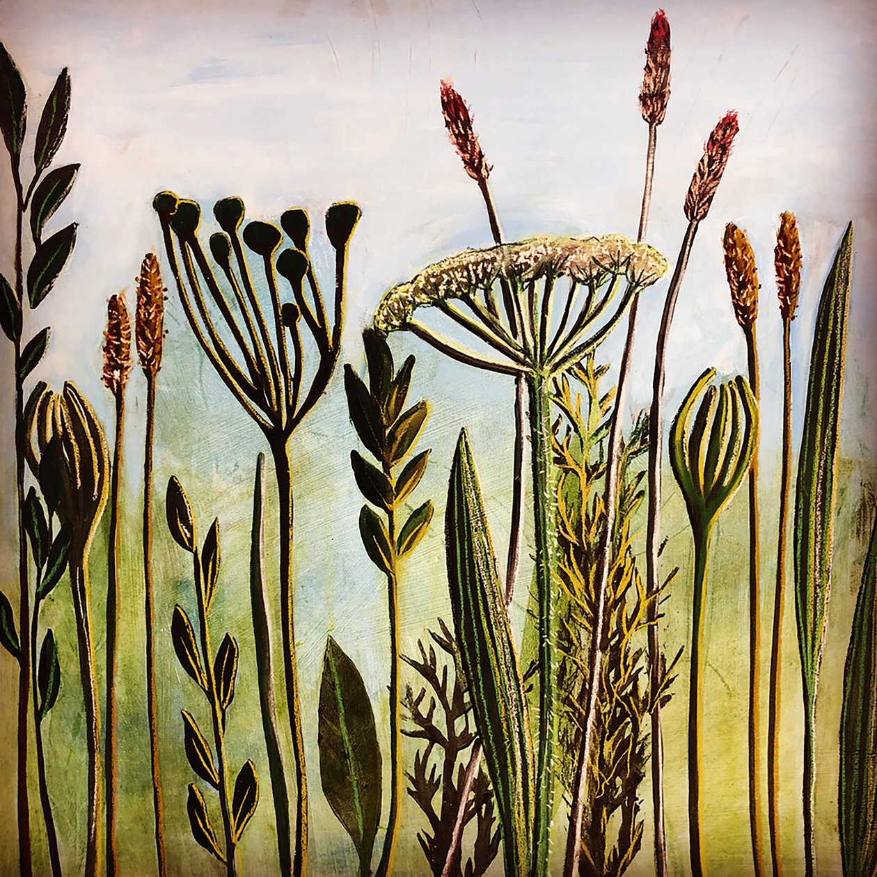 Hogweed 2020 (akryl ombord) av Sarah Thompson Engels