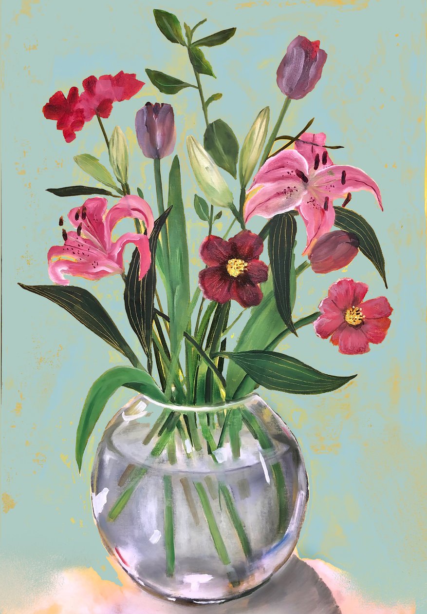 Lillies, 2022 (olja på duk) av Sarah Thompson Engels