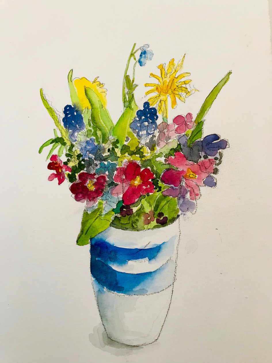 Vårblommor 2020 (akvarell) av Sarah Thompson Engels