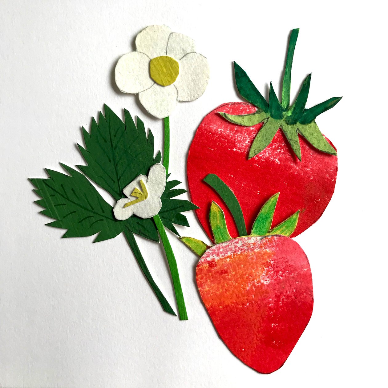 Jordgubbar, 2019 (collage) av Sarah Thompson Engels