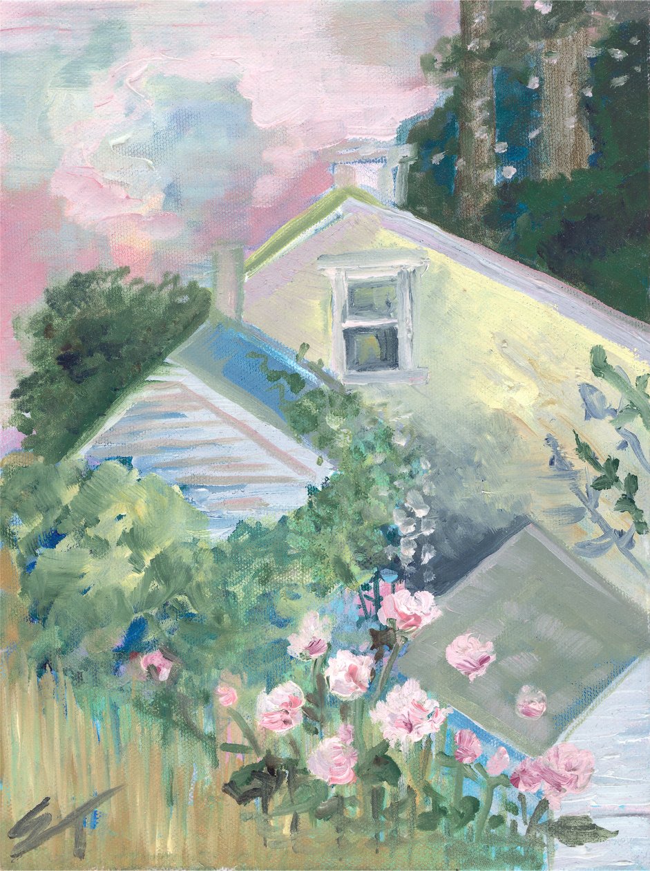 La Vie en Rose, ca 2020 (olja på duk) av Sarah Tudor