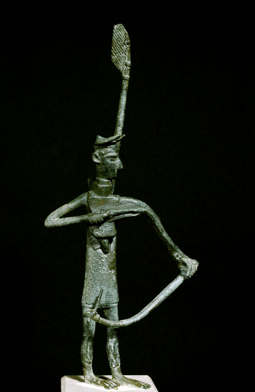 Nuragisk kultur (nuraghi) sardiska: bågskyttestatyett i brons. 700-talet f.Kr. Cagliari, National Archaeological Museum, Sardinien, Italien av Sardinia Nuragic Civilization