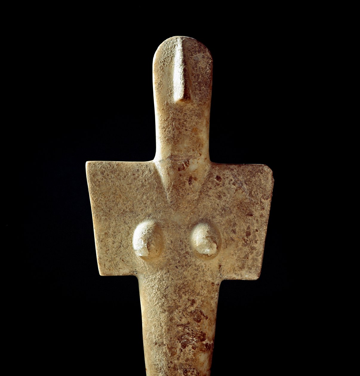 Nuragisk kultur (nuraghi) Sardinian: kalkstensstatyett av modergudinnan, idol av kykladisk typ, från Senorbi (Trexenta-regionen) med anor från den prenuragiska perioden (1900-talet f.Kr.) Eneolitikum. Dämpa. 42 cm Cagliari, Museo Nazionale Archeologico, Sa av Sardinia Nuragic Civilization