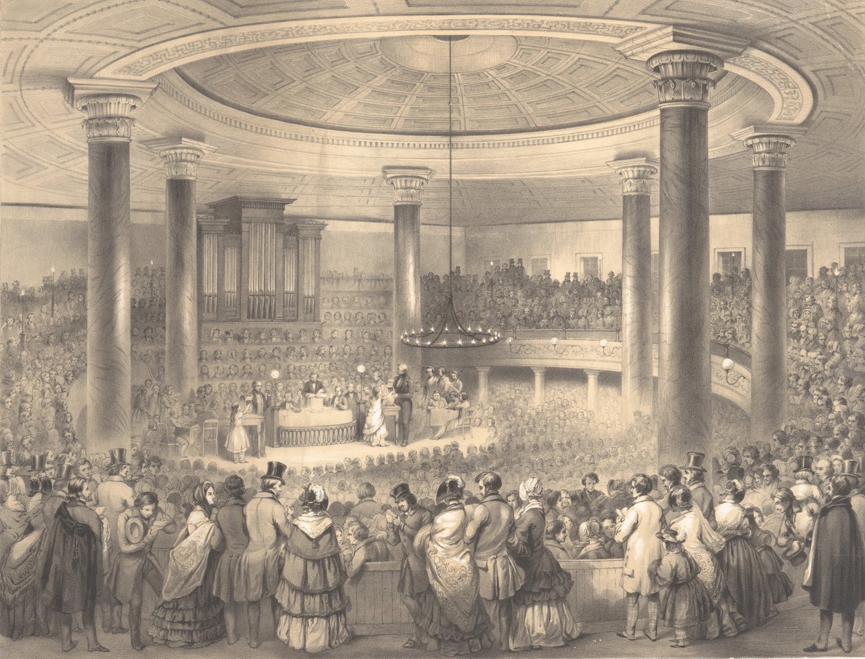 Utdelning av American Art Union Prizes, på Tabernacle, Broadway, 24 december, 1..., 1847 av Sarony and Co