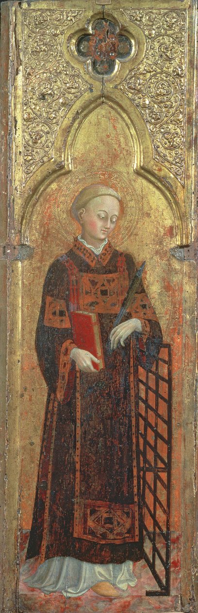 St. Lawrence, ursprungligen en panel av en polyptyk för kyrkan San Francesco i Borge Sansepolcro, ca 1392-1450 (tempera på panel) av Stefano Sassetta