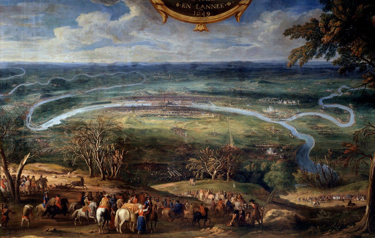 Ludvig II av Bourbons handlingar, Prince of Conde (Bourbon-Conde) (Grand Conde) (1621-1686), blockad av Paris 1649 under Fronde-målningen av Frälsaren Le Conte (Leconte, Le Comte, Lecomte) (1659) -1694) Chantilly från 1600-talet, Musee Conde av Sauveur Le Conte