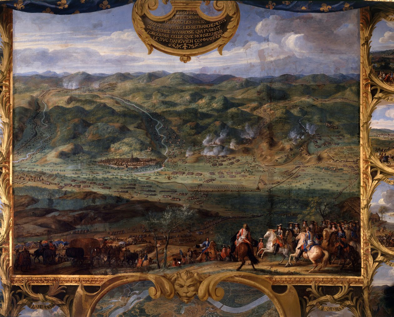 Prins Ludvig II av Bourbon Condes (Bourbon-Conde) handlingar känd som Grand Conde (1621-1686): Slaget vid Fribourg (1644) under trettioåriga kriget - Målning av Frälsaren The Tale (Leconte, Greven, Lecomte ) (1659-1694) av Sauveur Le Conte