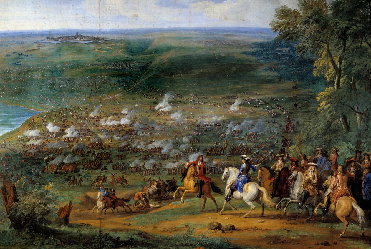Trettioåriga krig: "" Vy över slaget vid Rocroy (Rocroi) den 19/05/1643 mot de franska trupperna från hertigen av Enghien och de spanska trupperna Francisco de Melo"" Detalj, målning av Sauveur Le Conte (Leconte) , Le Comte, Lecomte) (1659-1694) av Sauveur Le Conte