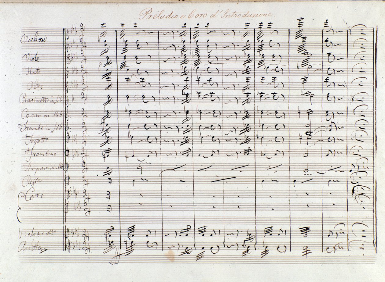 Första sidan av upptakten till operan Il bravo av Mercadante (1842) av Saverio Mercadante
