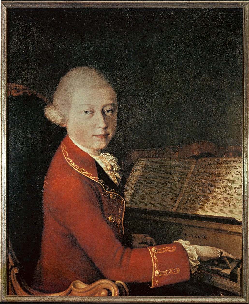 Mozart i Verona (olja på duk) av Saverio dalla (after) Rosa