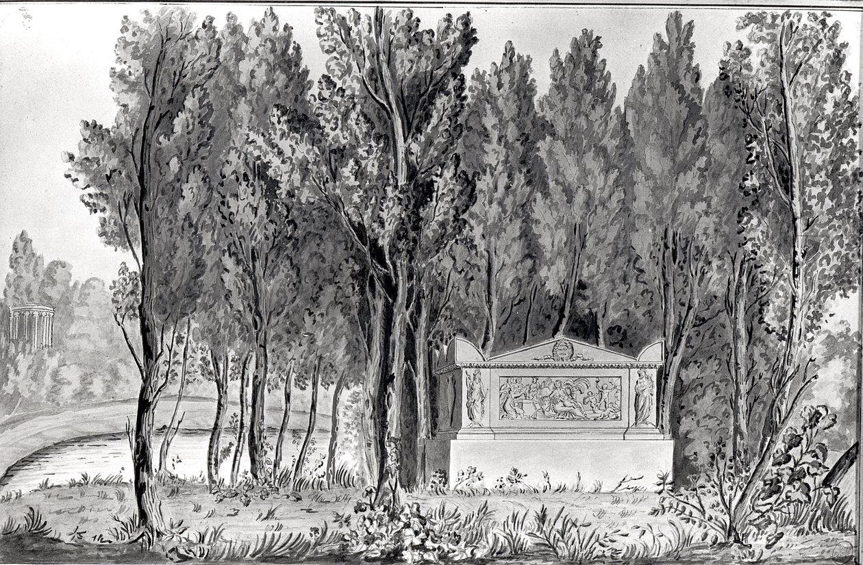 O le tuugamau o Jean-Jacques Rousseau (1712-78) i Ermenonville (tusi) av Savigny