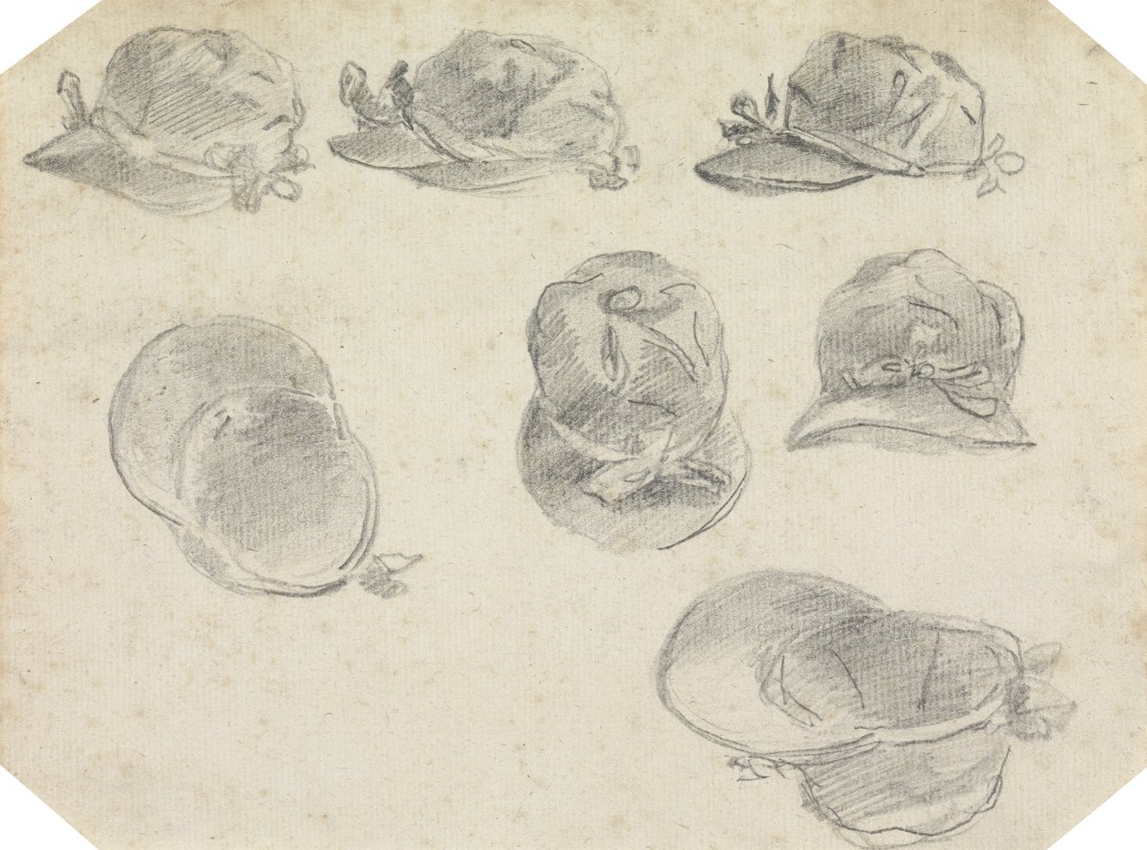 Seven Studies of Jockeys Caps (grafit på papper) av Sawrey Gilpin