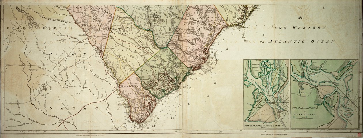 Karta över North och South Carolina av Sayer & Bennett