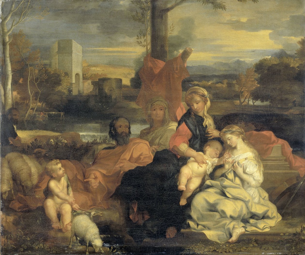 St Catherines mystiska äktenskap av Sébastien Bourdon (follower of)