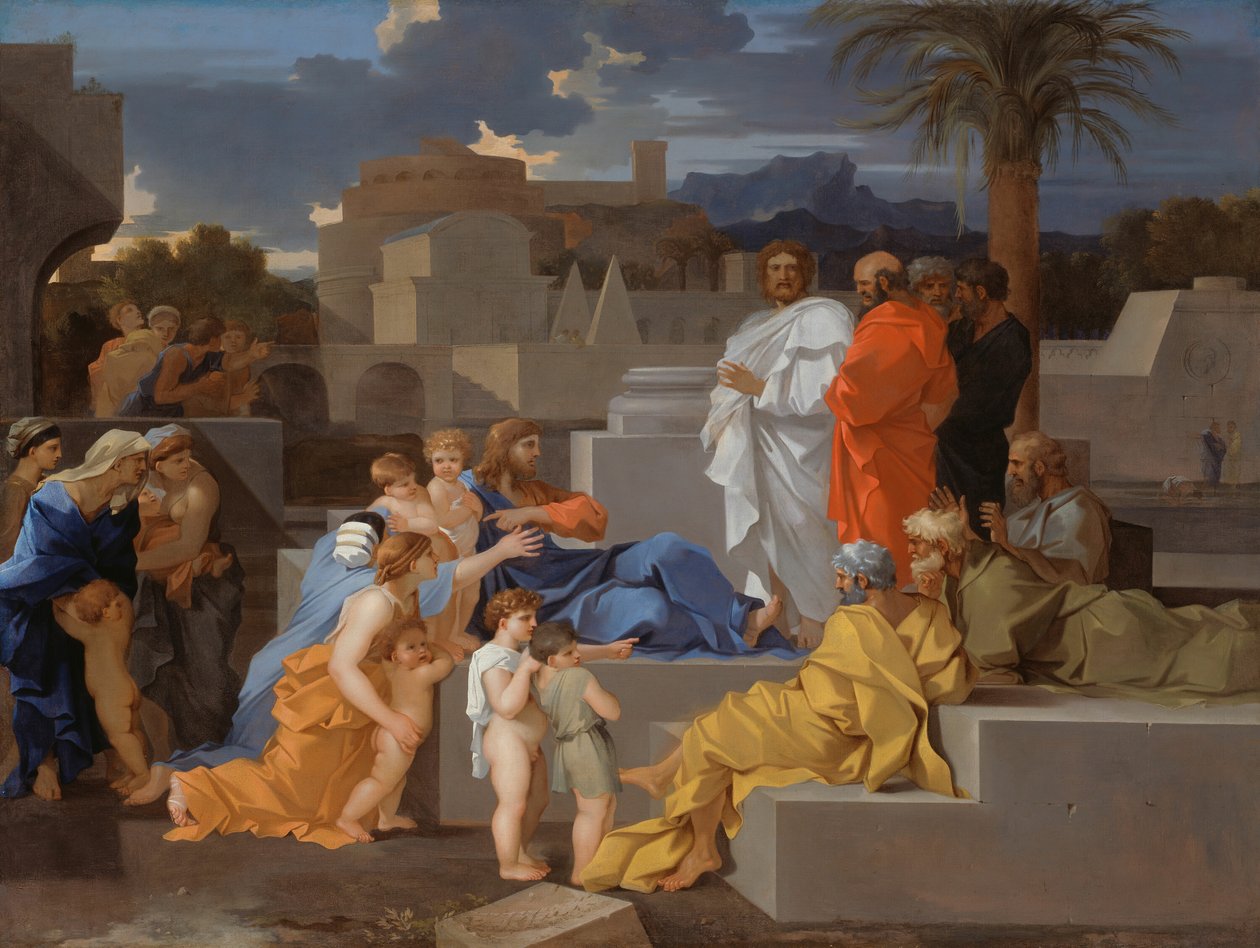 Kristus tar emot barnen, c. 1655. av Sébastien Bourdon