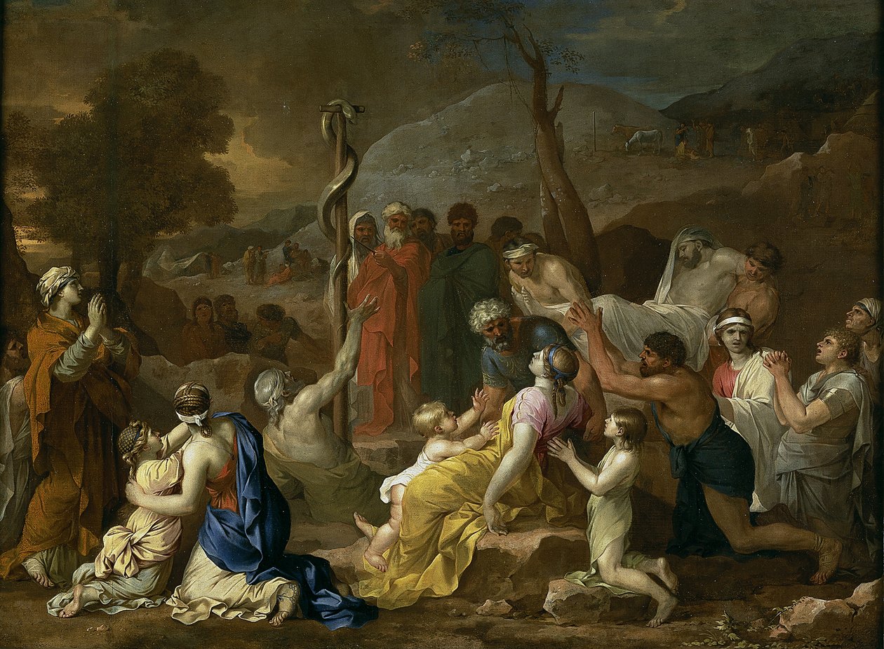 Moses och den fräcka ormen, 1653-1654 av Sébastien Bourdon