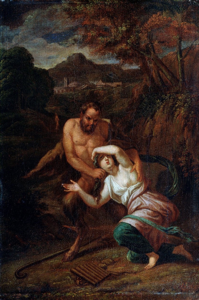 Pan and the Nymph Syrinx, 1600-talet av Sébastien Bourdon