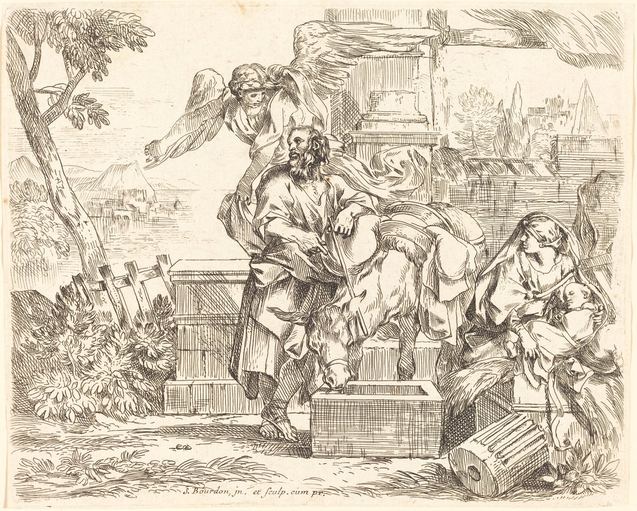 Saint Joseph lyssnar på ängelns råd av Sébastien Bourdon