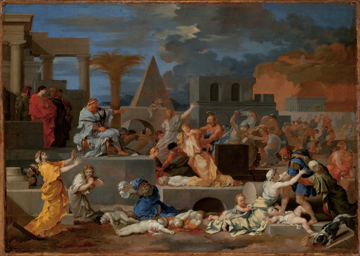 The Massacre of the Innocents (olja på duk) av Sébastien Bourdon