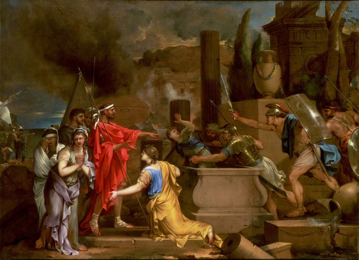 Odysseus upptäcker Astyanax i Hektors grav, ca 1654-56 av Sébastien Bourdon