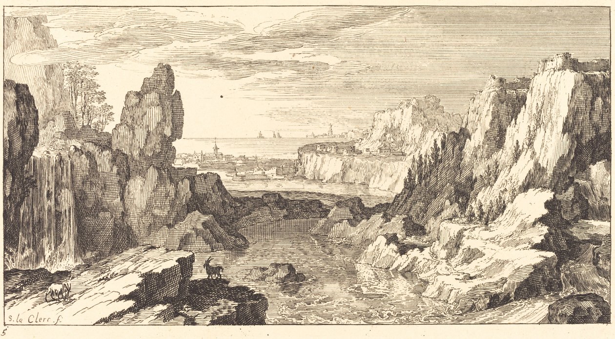 Bergslandskap av Sébastien  Le Clerc I
