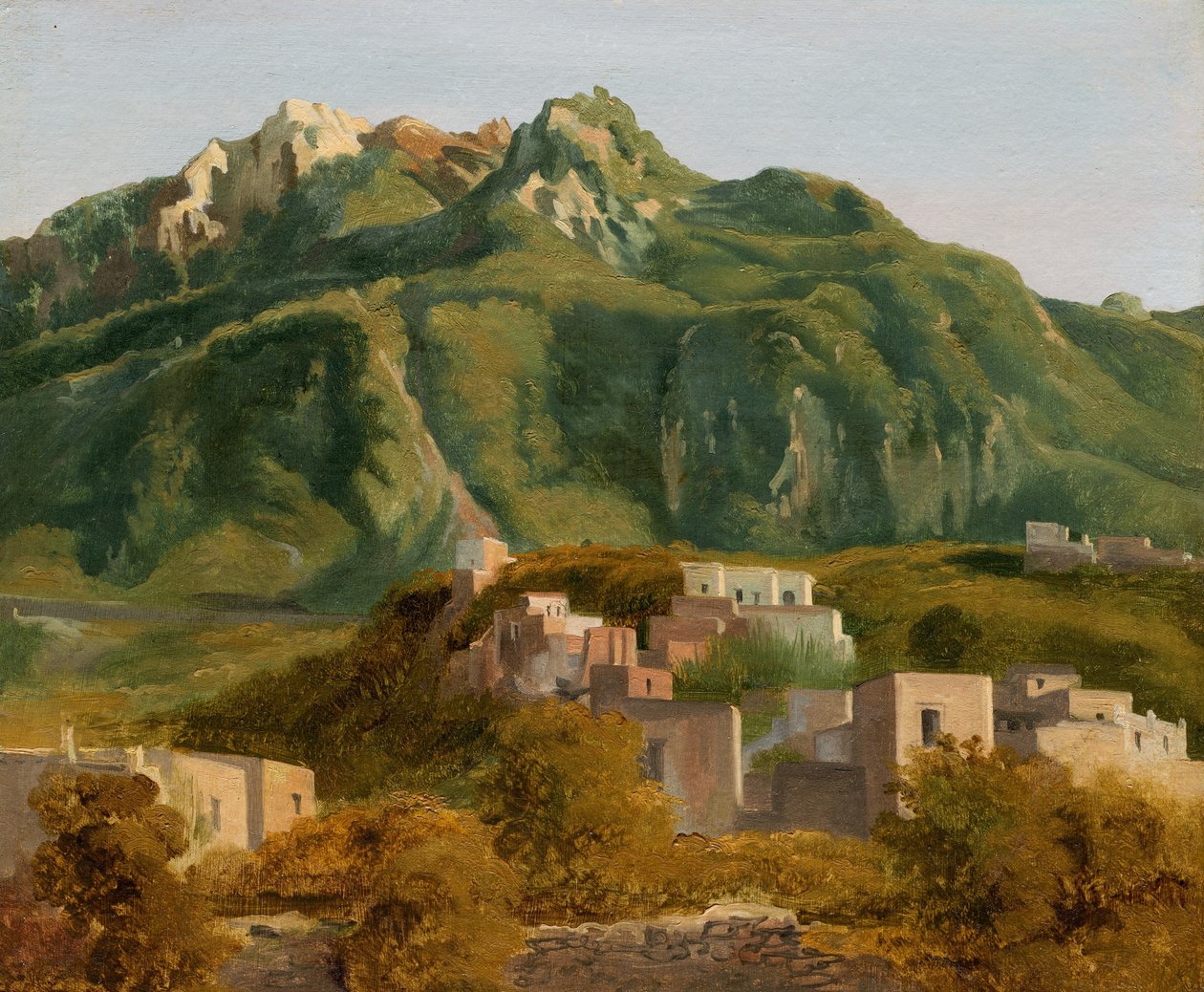 By på ön Ischia, ca 1826 (olja på papper på duk) av Sébastien Louis Guillaume Norblin de la Gourdaine