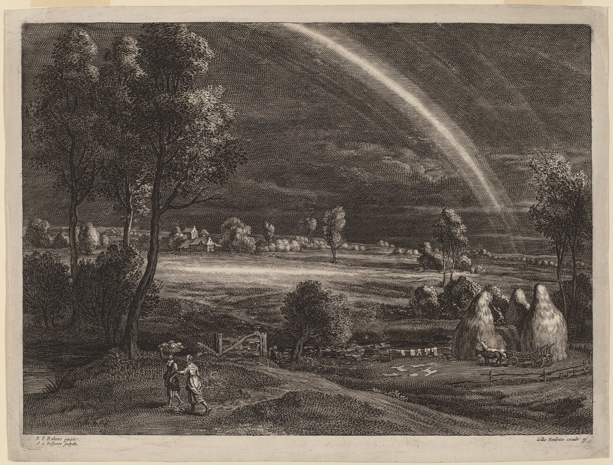 Landskap med en stor regnbåge av Schelte Adams Bolswert after Sir Peter Paul Rubens