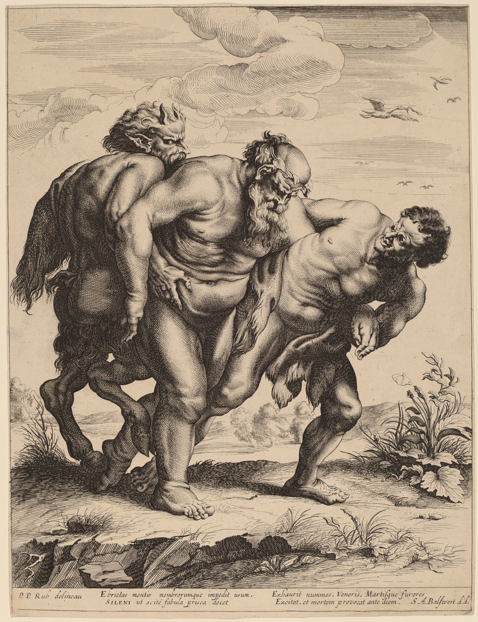 Den berusade tystnaden av Schelte Adams Bolswert after Sir Peter Paul Rubens