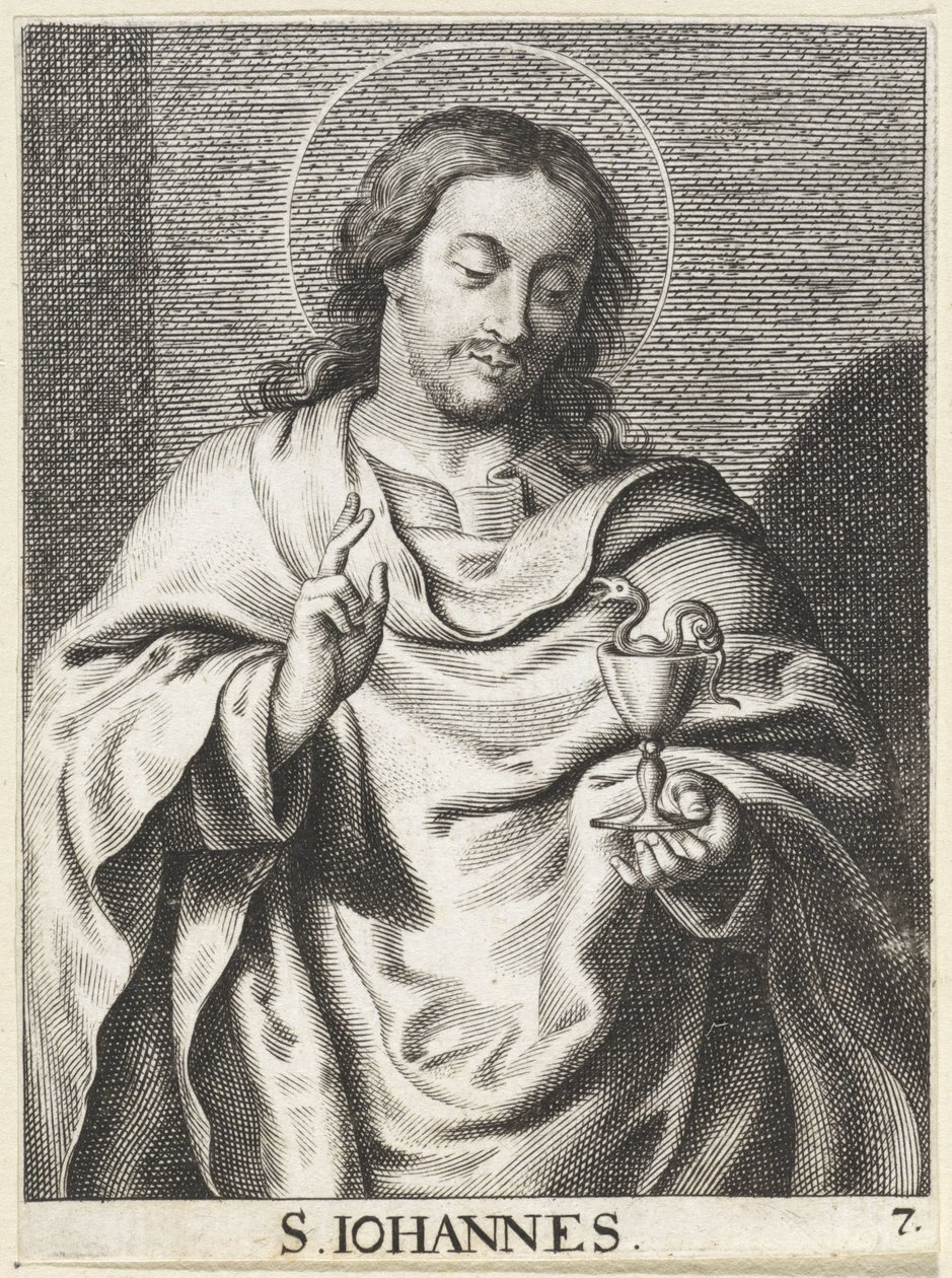 Sankt Johannes evangelisten S. Johannes (titel på objekt) Kristus, Maria och apostlarna (serietitel) av Schelte Adamsz. Bolswert (possibly)