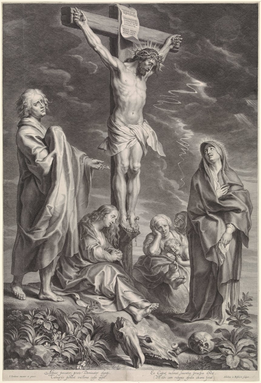 Kristus på korset, med Maria och Johannes av Schelte Adamsz. Bolswert