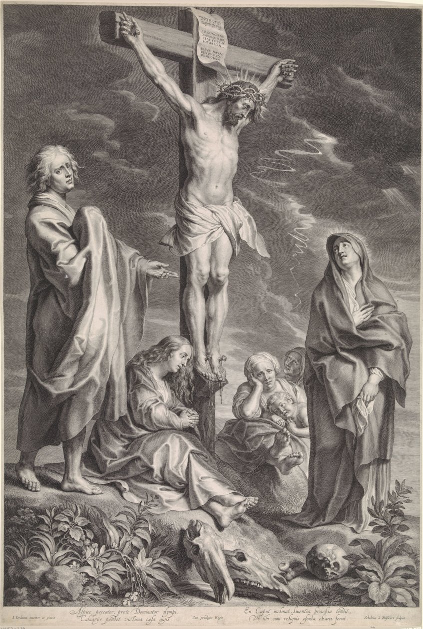Kristus på korset, med Maria och Johannes av Schelte Adamsz. Bolswert