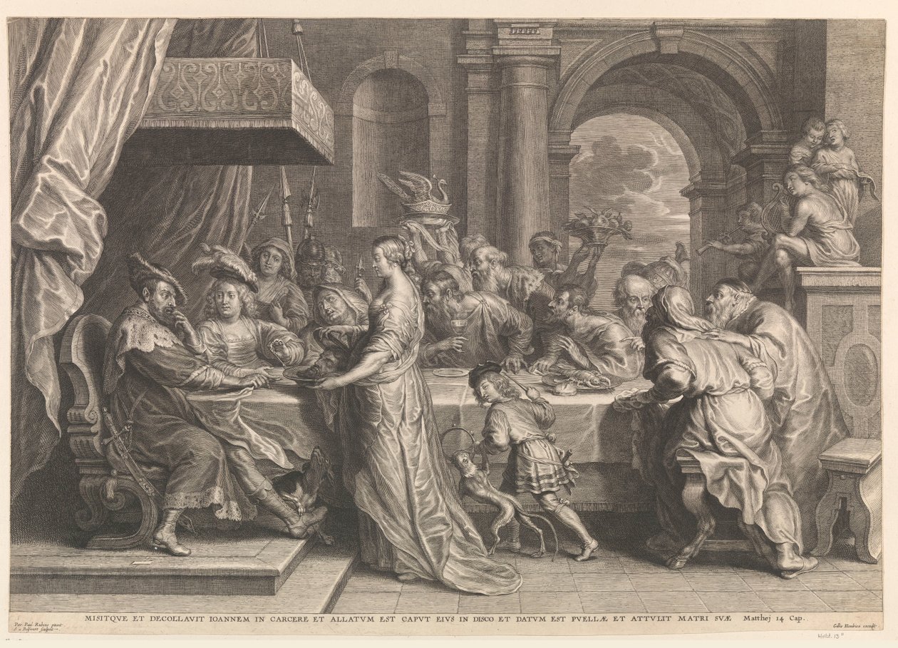 Salome visar Johannes Döparens huvud för Herodes av Schelte Adamsz. Bolswert