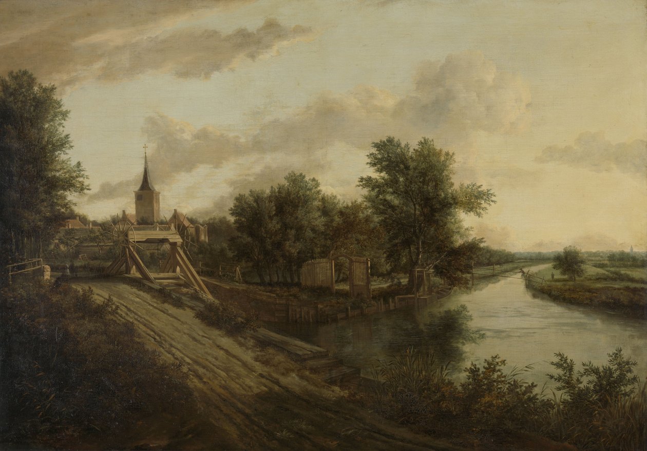 Landskap med rullande bro av School of Jacob van Ruisdael