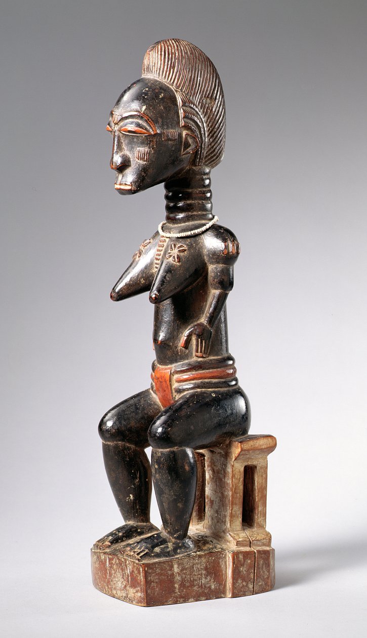 Baule sittande kvinnofigur (trä) (se även 186366 av School African