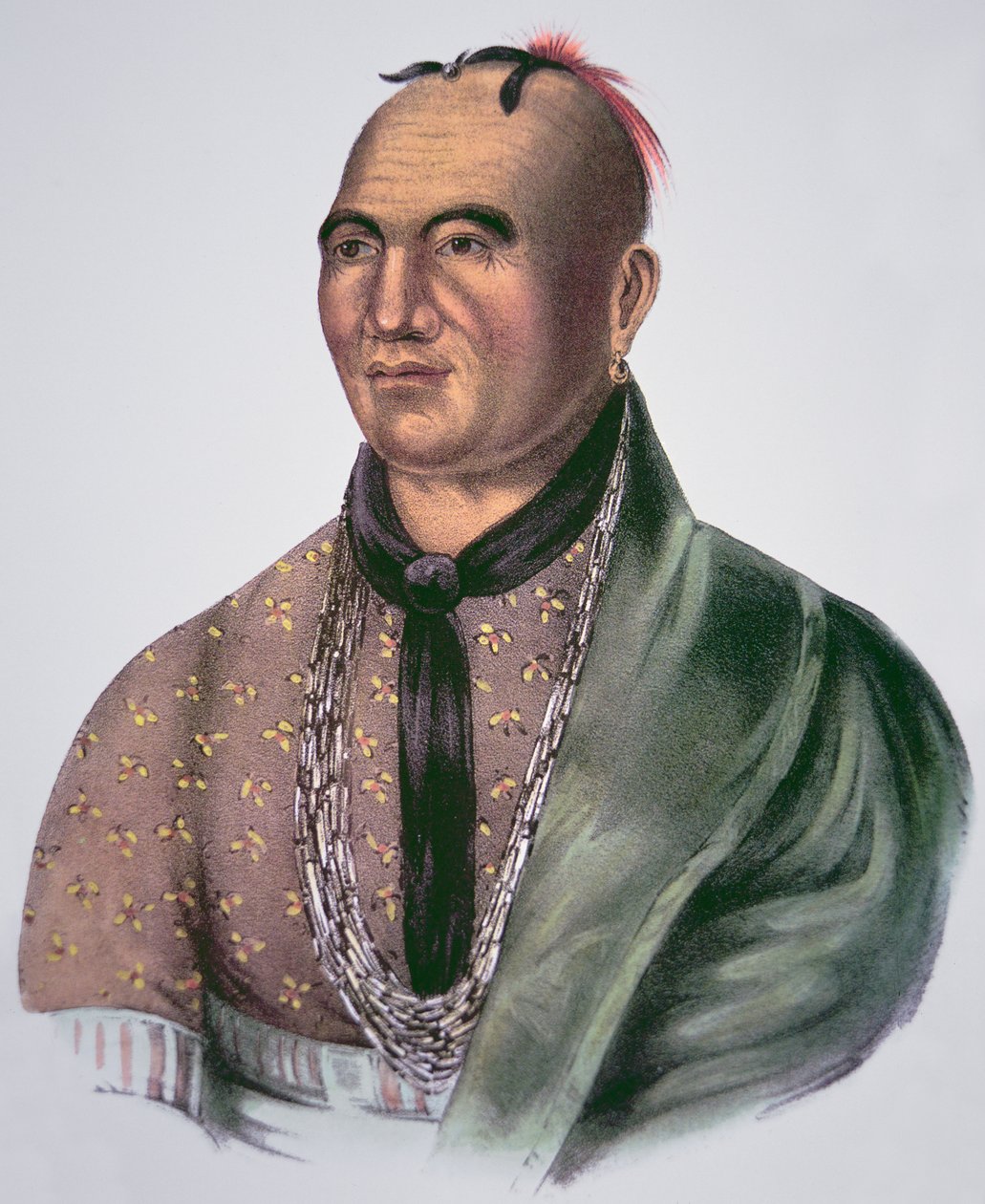 Joseph Brant (1742-1807) chef för Mohawks (färg litho) av School American