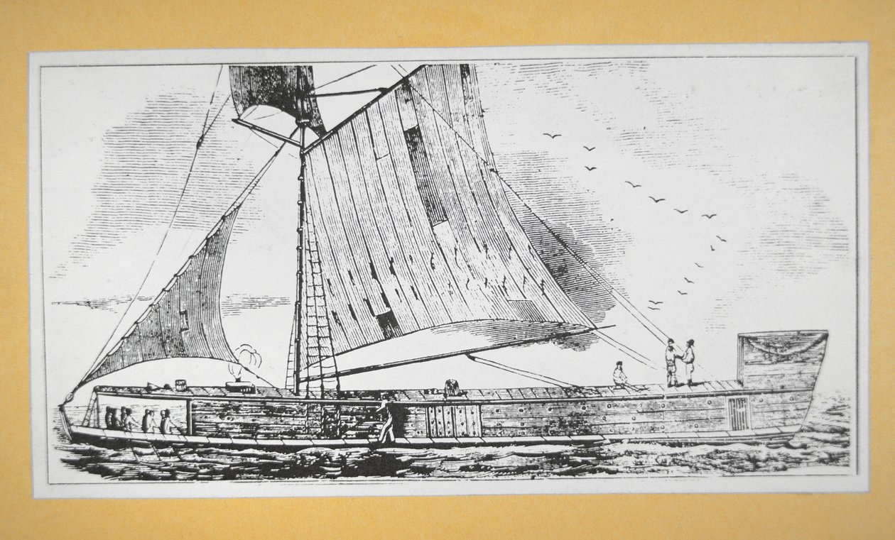 Mississippi Keel båt (gravyr) av School American