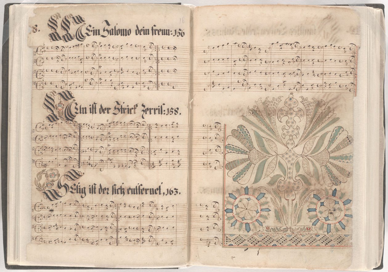 Sidor ur en psalmbok (penna & bläck och akvarell på papper) av School American