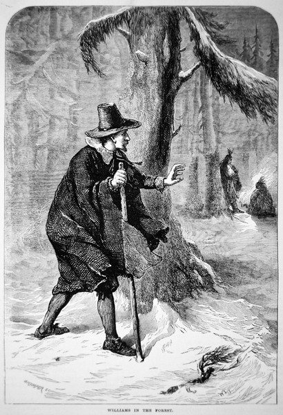 Roger Williams i vildmarken (litho) av School American