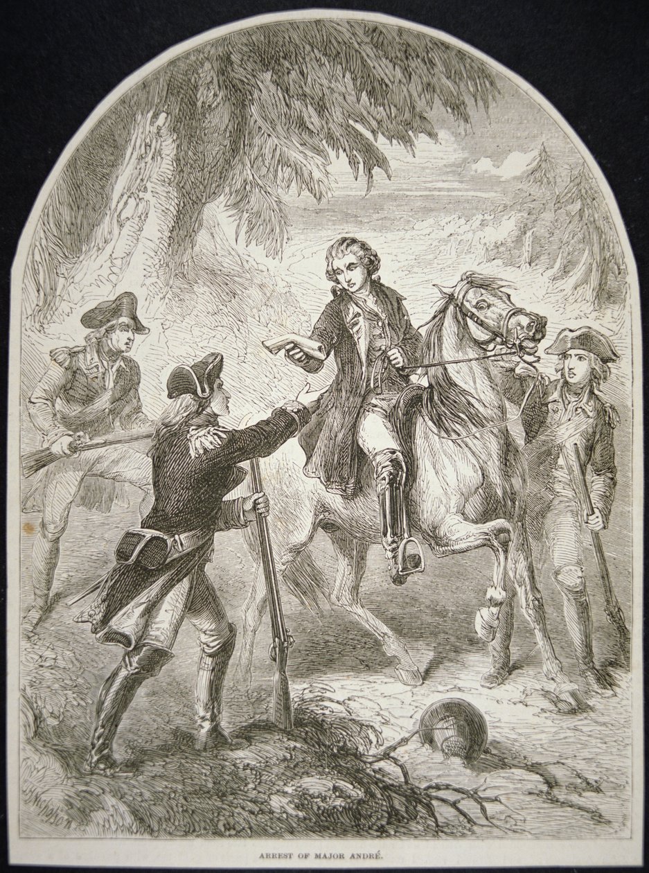 Gripandet av major Andre (litho) av School American