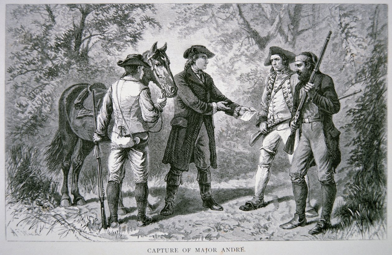 Fångandet av major John Andre (litho) av School American